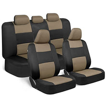 Load image into Gallery viewer, BDK PolyPro Car Seat Covers Full Set in Beige on Black – Front and Rear Split Bench Car Seat Cover, Easy to Install, Interior Covers for Auto Truck Van SUV