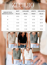 Load image into Gallery viewer, Zecilbo Womens Crew Neck Sleeveless Button Solid Color Racer Back Tank Tops Sexy Halter Neck Summer Crop Tops Basic Tops