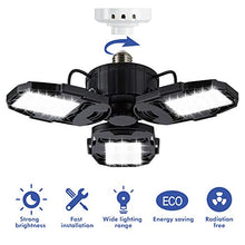 Load image into Gallery viewer, Motion Activated LED Garage Lights, 80W Motion Sensor Deformable LED Garage Ceiling Lights with 3 Adjustable Wings, 8000LM, E26 LED Shop Lights for Warehouse, Barn, Basement