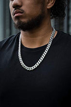 Load image into Gallery viewer, Hollywood Jewelry Gold Chain Necklace 14MM 14K White Gold Diamond Cut Smooth for Men Hip Hop Miami Cuban Link with a Warranty USA Made! (28)