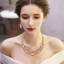 Load image into Gallery viewer, Crysdue Gorgeous Wedding Jewelry Set for Bridal Bridesmaid, Austrian Crystal Infinity Necklace Dangle Earrings for Wedding Party Prom