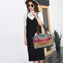 Load image into Gallery viewer, Canvas Handbag SNUG STAR Multi-Color Striped Lattice Cross Body Shoulder Purse Bag Tote-Handbag for Women (Multi Color-04)
