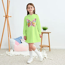 Load image into Gallery viewer, JESKIDS Hoodie Dress for Girls Sequin Butterfly Longs Sleeve Sweatshirts Outfits with Pockets Green 6-7 Years