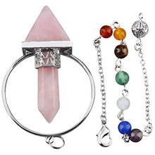 Load image into Gallery viewer, TUMBEELLUWA Healing Crystal Quartz 7 Chakra Pendulum Dowsing Gemstone Divination Reiki Stone,Rose Quartz