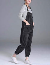 Load image into Gallery viewer, Soojun Women's Casual Baggy Denim Bib Overalls, Black, X-Small