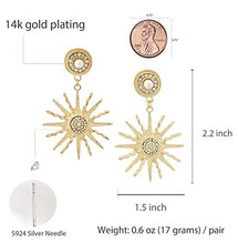 Load image into Gallery viewer, Ancient Roman Sunflower Personality Creative Flashing Rhinestones and Pearl Exaggerated Earrings with S925 Silver needle for Women Girl Gifts Valentines/Birthday/ Anniversary / Mother’s Day