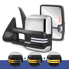 Load image into Gallery viewer, MOSTPLUS Power Heated Towing Mirrors Compatible with 2003 2004 2005 2006 Chevy Silverado Suburban Tahoe GMC Serria Yukon w/Sequential Turn Light, Clearance Lamp, White Running Light(Set of 2)-Chrome
