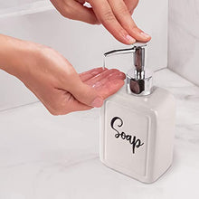 Load image into Gallery viewer, Home Acre Designs Farmhouse Soap Dispenser – 13oz, Ceramic, White Hand Pump for Soap – Rustic Kitchen & Bathroom Accessories for Home