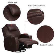 Load image into Gallery viewer, Esright Massage Recliner Chair Heated PU Leather Ergonomic Lounge Chair 360 Degree Swivel, Brown