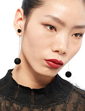 Load image into Gallery viewer, Artificial Hair Ball Dangle Earring For Women Cute Pompom Earring for Women Girl Gifts Present Valentines Birthday Anniversary Mothers Day Christmas(Black)