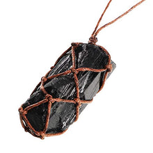 Load image into Gallery viewer, 2 Pieces Natural Black Tourmaline Crystal Necklace Hand Braided Chakra Gemstone Pendant Necklace for Men Women (Style 1)