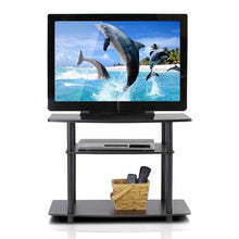 Load image into Gallery viewer, FURINNO Turn-N-Tube No Tools 3-Tier TV Stands, Dark Brown/Black & End Table Bedroom Night Stand w/Bin Drawer, Espresso/Brown