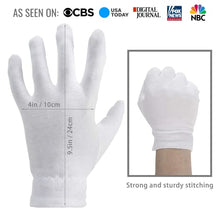 Load image into Gallery viewer, White Cotton Gloves for Moisturizing Hands Overnight Nighttime Bedtime | Women, Lotion, Sleeping, Inspection Premium Cloth Quality | Eczema Dry Sensitive Irritated Skin Spa Therapy Moisture Wristband