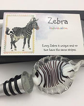 Load image into Gallery viewer, Smiling Wisdom - Zebra Black & White Handmade Glass Wine Bottle Stopper - Zebra Totem Animal Themed Set - For Him Her Man Woman Friend - Individualism - Unique Gift - Limited Edition