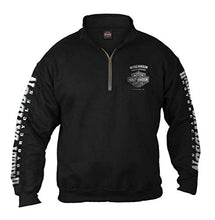 Load image into Gallery viewer, Harley-Davidson Men's Lightning Crest 1/4 Zip Cadet Pullover Sweatshirt, Black