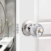 Load image into Gallery viewer, LOQRON Crystal Door Knobs with Lock and Keys, Glass Door Knobs with Privacy Lock, Luxurious Diamond Door Knob, Classic Interior Glass Door Knobs for Bedroom Bathroom Closet – Stain Nickel, 1 Pack