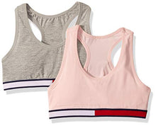 Load image into Gallery viewer, Tommy Hilfiger Girls' Crop Bra (Pack of 2),Bold Flag crystal rose,XL16