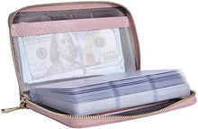 Load image into Gallery viewer, Easyoulife Credit Card Holder Wallet Womens Zipper Leather Case Purse RFID Blocking (Pink)