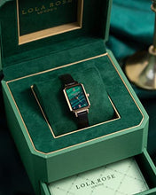 Load image into Gallery viewer, Lola Rose Women's Malachite Textured Watch with Black Leather Strap