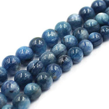 Load image into Gallery viewer, SR BGSJ Jewelry Making Craft Natural 10-11mm AA Grade Round Blue Kyanite Beads Gemstone Spacer Seed Beads Strand 15"