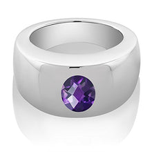 Load image into Gallery viewer, Gem Stone King 1.50 Ct Oval Checkerboard Purple VS Amethyst 925 Sterling Silver Men's Solitaire Ring (Size 13)