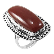 Load image into Gallery viewer, 925 Sterling Silver Ring For Women, Natural Red Onyx Ring, Silver Boho Ring, Bezel Set Baguette Red Gemstone Hypoallergenic Bohemian Ring Christmas Gift