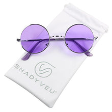 Load image into Gallery viewer, ShadyVEU Retro John Lennon Style Sunglasses Round Colorful Tint Groovy Hippie Wire Teashades (Purple Lens, 50)