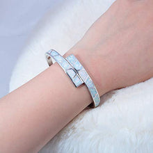 Load image into Gallery viewer, CiNily White Opal Bracelet Cuff Bangle Bracelets for Women 18K White Gold Plated Hypoallergenic Birthstone Bracelets Ladies Gemstone Bangle Bracelet