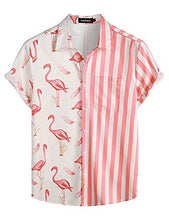 Load image into Gallery viewer, VATPAVE Mens Hawaiian Flamingo Shirts Casual Short Sleeve Button Down Shirt Summer Shirts X-Large Pink Flamingo Tropical