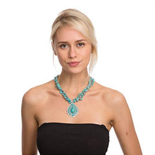 Load image into Gallery viewer, Jianxi Vintage Alloy Synthetic Turquoise Necklace Fashion Jewelry Women (1287)