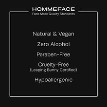 Load image into Gallery viewer, HOMMEFACE Revitalizing Hydrogel Facial Mask Set for Men (5ct) - Hydrating, Anti-aging & Soothing Face Sheet Mask with Hyaluronic Acid, Vitamin B, C, E & Peptides, Beard-Friendly