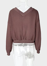 Load image into Gallery viewer, Ohvera Women's Off Shoulder Long Sleeve Pullover Tops Loose Fit Knit Tops Purple Large