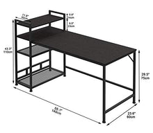 Load image into Gallery viewer, 55 inch Computer Desk with 4-Tier Storage Shelves, Office Work Desk for Small Spaces, Student Kid Writing Study Desk, Industry Modern Table for Bedroom, Home, Office