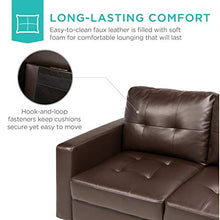 Load image into Gallery viewer, Best Choice Products 3-Seat L-Shape Tufted Faux Leather Sectional Sofa Couch Set w/Chaise Lounge, Ottoman Bench - Brown