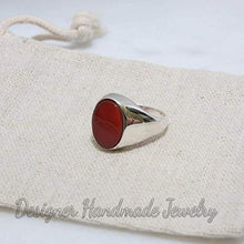 Load image into Gallery viewer, Carnelian Ring, Men's Signet Ring, Men's Silver Ring, Gifts For Him, Gemstone Ring, 925 Sterling Silver Ring, Flat Oval Gemstone Ring, Wedding Mens Ring