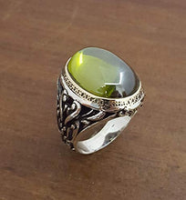 Load image into Gallery viewer, Beautiful Handcrafted 925K Sterling Silver Mens Ring With Cz Peridot Stone RP1252
