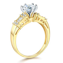 Load image into Gallery viewer, 14k REAL Yellow Gold SOLID Wedding Engagement Ring and Wedding Band 2 Piece Set - Size 7