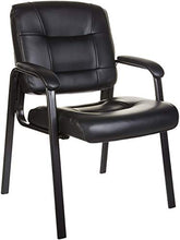 Load image into Gallery viewer, AmazonBasics Classic Leather Office Desk Guest Chair with Metal Frame, Black