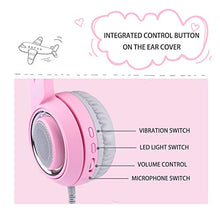 Load image into Gallery viewer, SOMIC G951pink Gaming Headset for PC, PS4, Laptop: 7.1 Virtual Surround Sound Detachable Cat Ear Headphones LED, USB, Lightweight Self-Adjusting Over Ear Headphones for Girlfriend Women