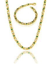 Load image into Gallery viewer, My Ritzy Cubic Zirconia Necklace Sets with Two-Tone Gemstone Sparkling | 24k Gold Plated Tennis Sets for Women | 20 in / 7.5 in | Packed in Gift-Box (Cubic Zirconia Set)