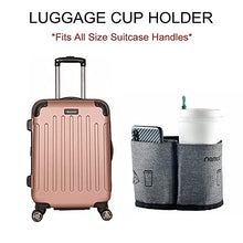 Load image into Gallery viewer, riemot Luggage Travel Cup Holder Free Hand Drink Caddy - Hold Two Coffee Mugs - Fits Roll on Suitcase Handles - Gifts for Flight Attendants Travelers Accessories Grey