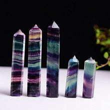 Load image into Gallery viewer, Lookatool Black Tourmaline raw Crystal gems Piedra selenita Stone dig, Natural Hexagonal Crystal Quartz Healing Fluorite Wand Stone Purple Green Gem (Colorful, 6.5-7cm)