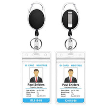 Load image into Gallery viewer, 2 Pack Heavy Duty Retractable Badge Holders with Carabiner Reel Clip and Vertical Style Clear ID Card Holders, 24 inches Thick Pull Cord