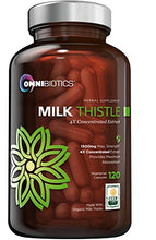 Load image into Gallery viewer, Organic Milk Thistle Capsules, 1500mg 4X Concentrated Extract with Silymarin is The Strongest Milk Thistle Supplement Available. Great for Liver Cleanse & Detox! 120 Vegetarian Capsules