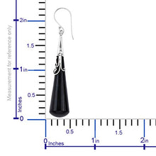 Load image into Gallery viewer, Authentic 925 Sterling Silver Pear Black Onyx Elegant Unique Stylish Fashion Costume Dangle Drop Earrings Jewelry for Women