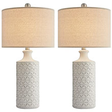 Load image into Gallery viewer, PoKat 24.75’’ Modern Contemporary Ceramic Table Lamp Set of 2 for Living Room White Desk Decor Lamps for Bedroom Study Room Office Farmhouse Bedside Nightstand Lamp End Table Lamps