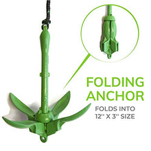 Load image into Gallery viewer, Gradient Fitness Marine Anchor, 3.5 lb Folding Anchor, Grapnel Anchor Kit for Kayaks, Canoes, (SUP) Paddle Boards, (Green, 3.5 lbs)
