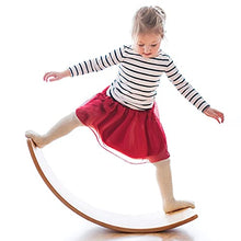 Load image into Gallery viewer, Wooden Wobble Balance Board, Gentle Monster 35 Inch Rocker Board Natural Wood, Kids Toddler Open Ended Learning Toy , Yoga Curvy Board for Classroom & Office Adult