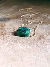 Load image into Gallery viewer, Green Emerald Necklace 16 Inch 14K Gold Filled May Birthstone Jewelry Gift