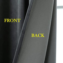 Load image into Gallery viewer, Timeper Rod Pocket Back Tab - Grey Super Soft Velvet Curtain Sunlight Blocking Drapes Heat Insulated Summer Shade for Foyer Door / Sliding Glass Door / Dorm, Grey,52Wx 96L, Set of 2 Panels
